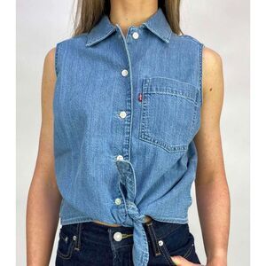 Levi's Rumi Denim Button Down Tie Western Shirt, size S